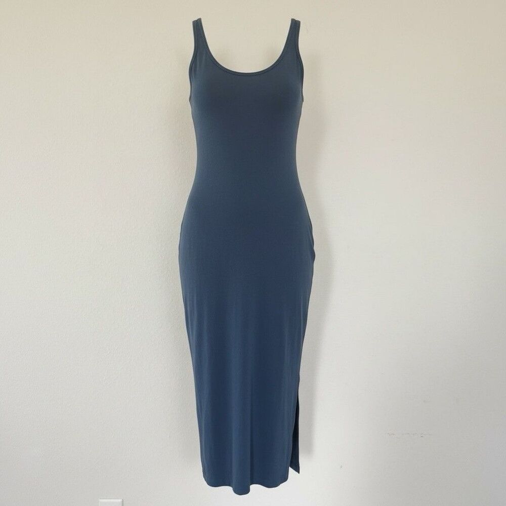 Pact Softspun Tank Midi Dress in Blue Women’s Size M Organic Cotton Casual